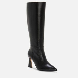 Vince Camuto Tressara Pointed Toe Knee-High Boot in Black Leather NWOT